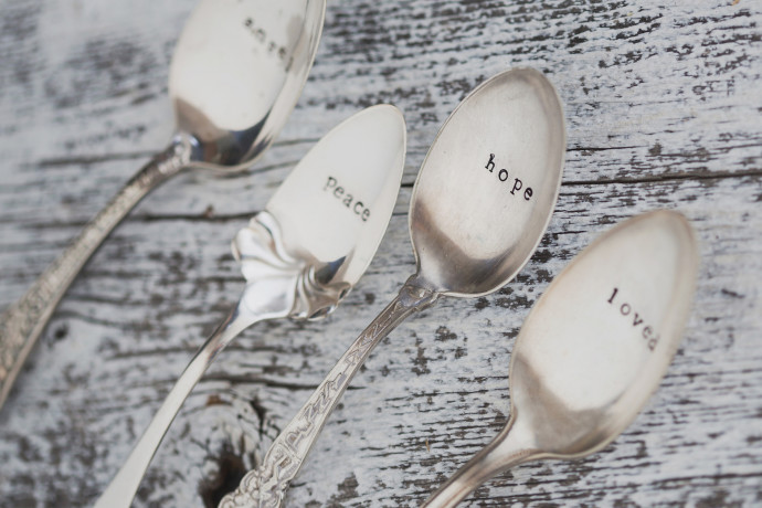 Words of Memory Hand Stamped Spoons